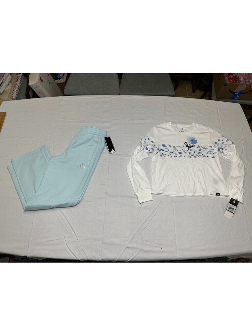 Adidas Youth Sportswear Long Sleeve & Sweats Regular Fit M 10/12 Blue Floral